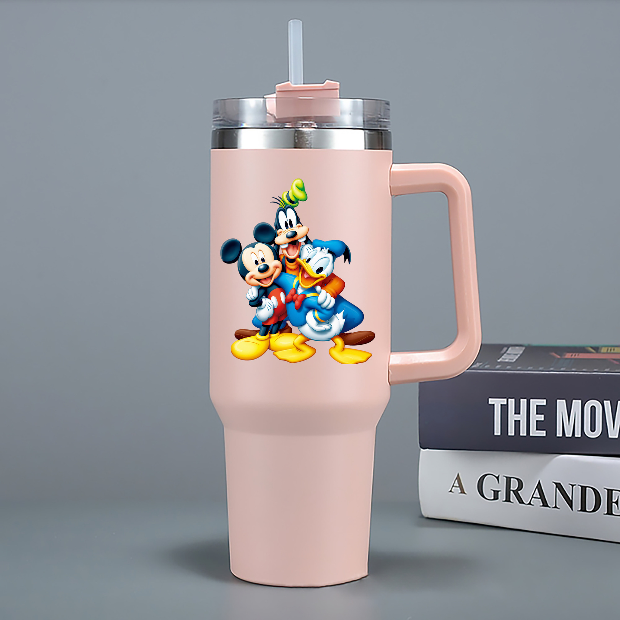 ミッキーマウス Mickey Mouse 1200mL車用タンブラー - クリスタルステッカー（プラスチックストロー付き）
